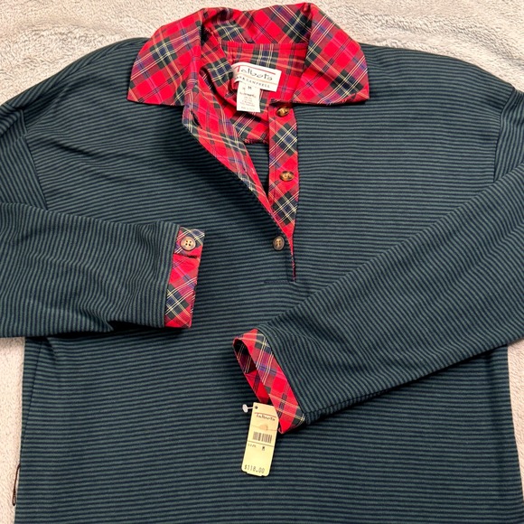 Talbots Tops - NWT Vintage Talbots Sara Campbell Plaid Collar Striped Shirt Women's Medium